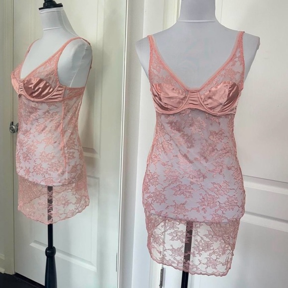 Vintage Victoria's Secret Pink Lace Chemise - Picture 2 of 14